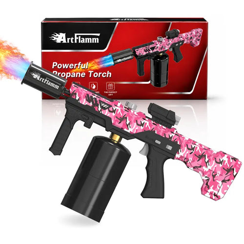 ARTFLAMM Propane Torch Gun with One-Touch Max Flame Boost, Adjustable Flame, Piezo Ignition, Safety Lock and Dual-Grip Handle for BBQ, Weed Burning, Snow Thawing, Propane & MAPP Gas, CSA Certified, Tank Not Included