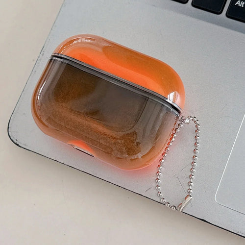 Luminous Glitter Quicksand Earphone Case for AirPods 4 3 2 1 AirPods Pro 3 2 Moving Sand Sparkles Brilliant Dark Headphone Cover - Color: Orange, Size: For Airpods Pro 2